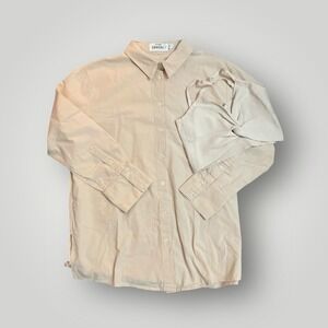 Sovere Button Down Shirt Ribbed Cropped Top Beige Relaxed Womens Medium Designer